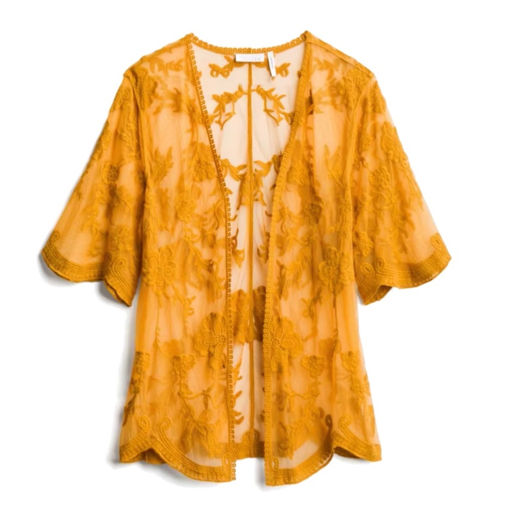 Lightly Worn Ashley Lace Kimono in mustard by LUQ in XL🌞